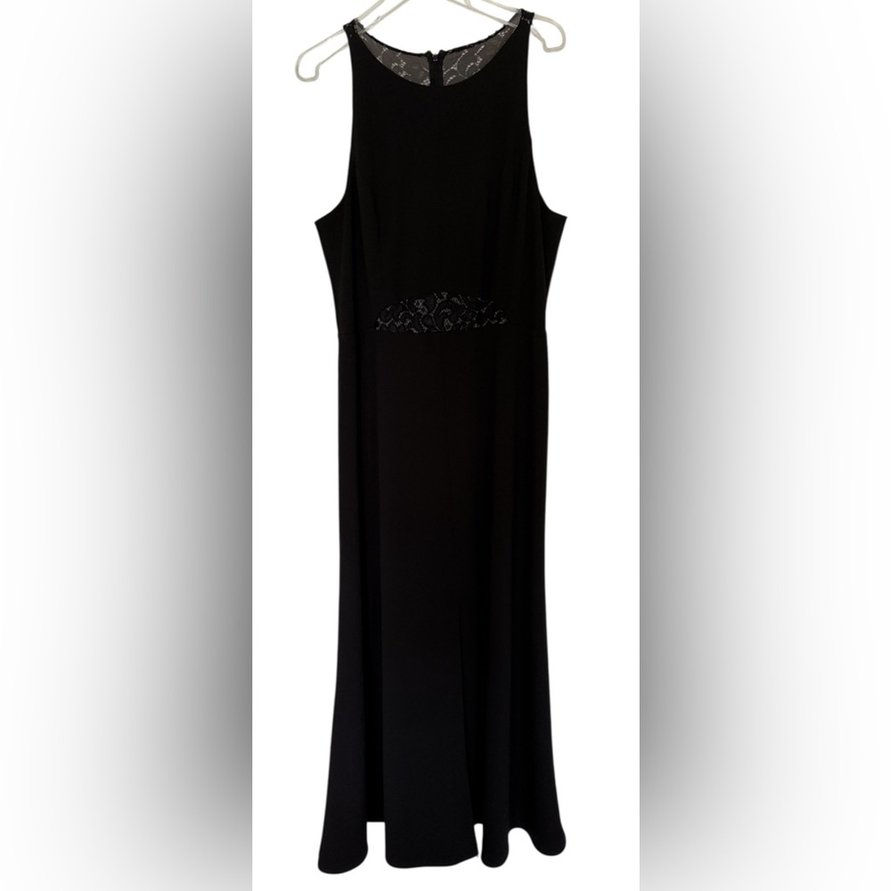 Scarlett Elegant Black Sleeveless Maxi Dress w/ Front Slit sz16T